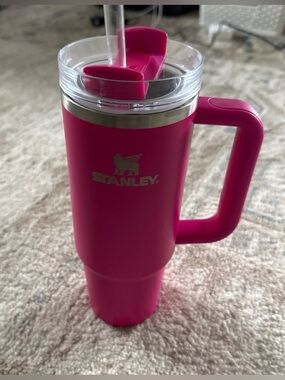 Stanley Hot Pink Insulated Travel Mug with Handle and Clear Lid